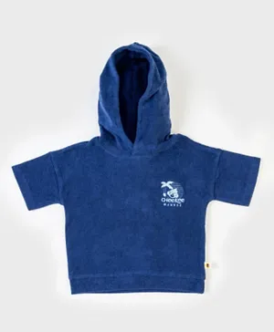 Cheekee Munkee Palm Tree Embroidered Hooded T-Shirt - Blue