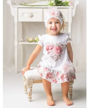 Sofija Flower Applique Dress - White