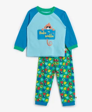 Cheekee Munkee Hala Walla Graphic Pyjamas Set - Multicolor