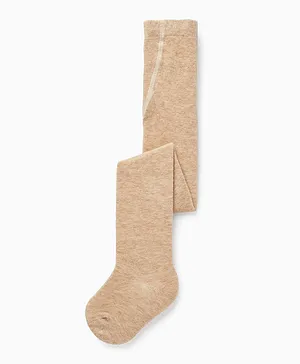 Zippy Cotton Knit Tights - Beige