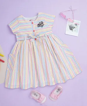 Smart Baby Striped & Printed Dress - Multicolor
