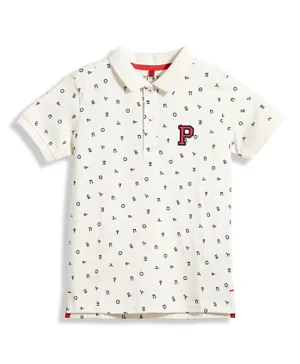 Poney Embroidery Detail Striped Polo T-Shirt - White