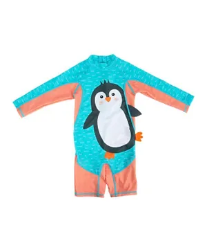 ZOOCCHINI Penguin Theme Legged Swimsuit - Blue/Red