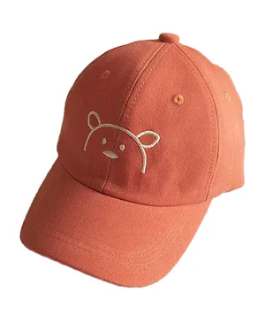 The Girl Cap Bear Printed Cap - Orange