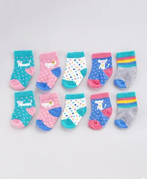 Minoti 5 Pack Cat Socks - Multicolor
