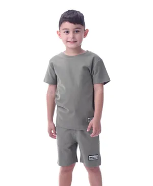 Victor and Jane Cotton Patch T-Shirt & Shorts/Co-ord Set - Olive Green