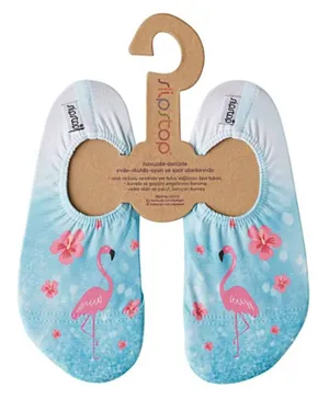 Slipstop Flamingo Print Pool Shoes - Blue and Pink