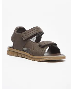 LBL by Shoexpress Hook & Loop Closure Textured Floater Sandals - Brown