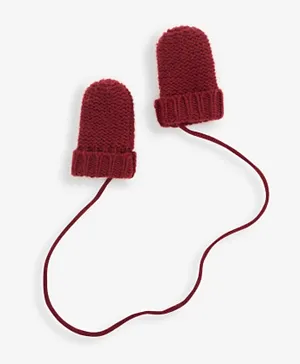 JoJo Maman Bebe Mittens With String - Berry