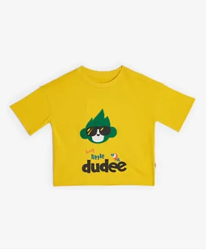 Cheekee Munkee Hey Little Dude Graphic T-Shirt - Yellow