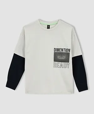 DeFacto Long Sleeve T-Shirt - Grey