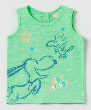 OVS Peanuts Snoopy with Woodstock Printed Vest - Summer Green