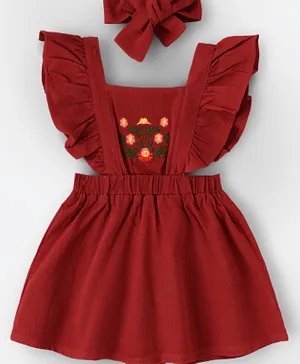 Plushbabies 2 Piece Sling Summer Dress with Bow Tie - Red