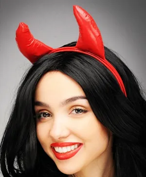 Smiffys PVC Devil Horns Red On Headband