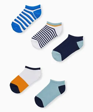 Zippy 5 Pack Striped & Colorblock Ankle Socks - Multicolour