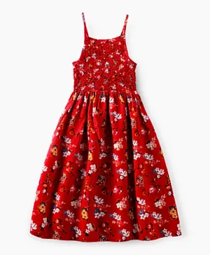 Jelliene Casual Strap Floral Dress - Red