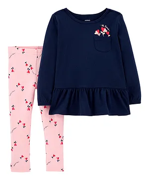 Carter's 2-Piece Heart Top & Floral Legging Set - Blue