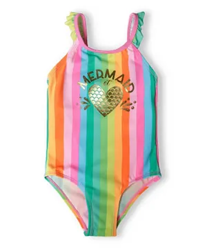 Minoti Striped Mermaid Graphic Swimsuit - Multicolor