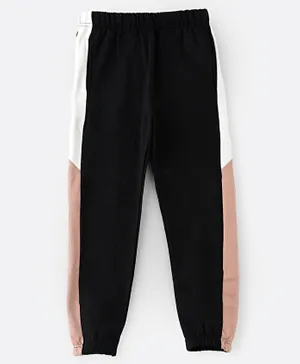 Jelliene Full Length Mid Rise Stripes Knit Lounge Pants - Black
