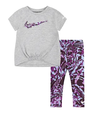 Nike Graphic Top with Leggings Set - Grey