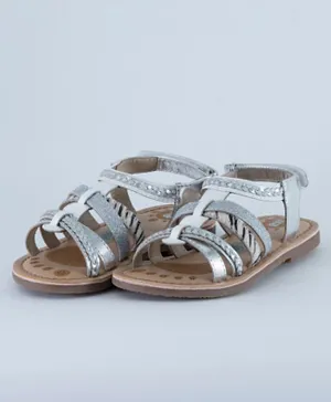 Just Kids Brands Harper Single Velcro Flat Sandals - Silver