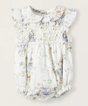 Zippy All Over Floral Printed Cotton Bodysuit - Cream