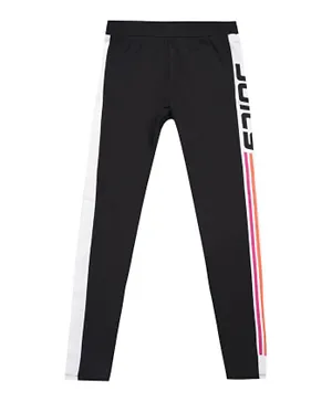 Juicy Couture Cotton Graphic & Side Stripes Leggings - Black