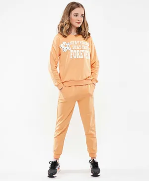 DeFacto Stay Young Stay True Sweatshirt & Pants Set - Orange