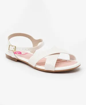 Molekinha Ankle Strap Metallic Sandals - White
