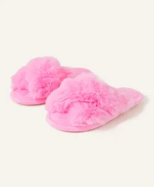 Monsoon Children Luxe Faux Fur Sliders - Pink
