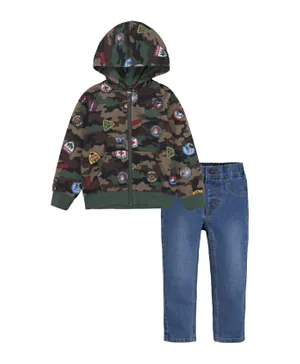 Levi's Scout Badge Zipped Hoodie and Denim Set - Multicolor