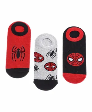 Comic Kicks by UrbanHaul 3-Pack Spiderman Printed Socks - Red Grey & Black