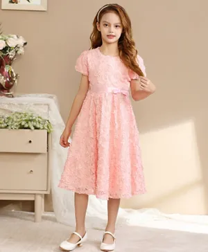Le Crystal Floral Party Dress - Pink