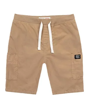 Minoti Patched Poplin Shorts With Cargo Pockets - Beige