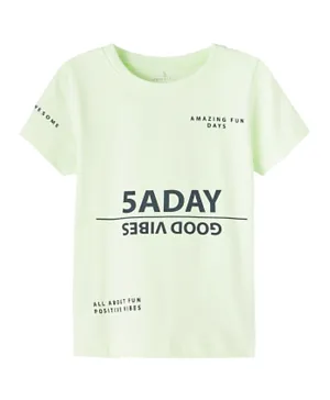 Name It Good Vibes Round Neck T-Shirt - Green