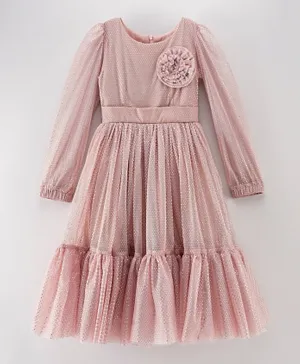 Amri Flower Applique Dress - Pink
