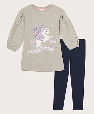 Monsoon Children Unicorn Top & Pants Set - Grey