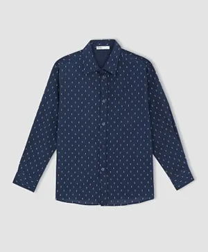 DeFacto All Over Print  Shirt - Navy