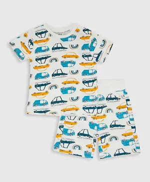 Victor and Jane All Over Cars Printed T-Shirt & Shorts Co-ord Set- Multicolor
