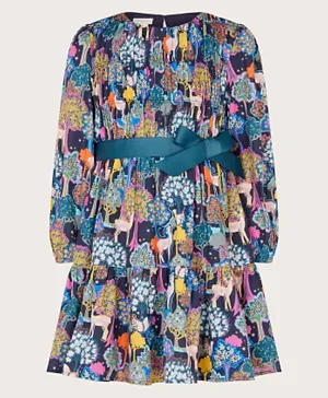 فستان مطبوع بنقش الغابة من مونسون تشيلدرن - أزرق