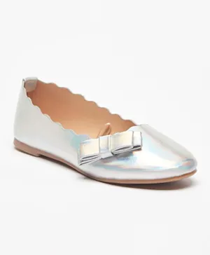 Little Missy Solid Ballerinas With Bow - Silver