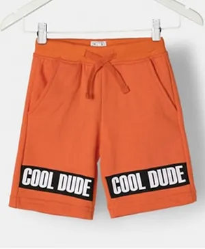 Neon Cool Dude Printed Shorts - Orange