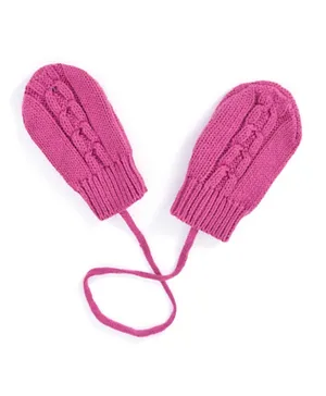 JoJo Maman Bebe Cable Knit Mittens - Fuchsia