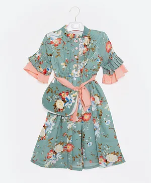 Amri Floral Dress - Teal