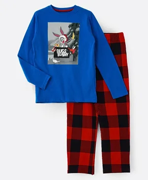 Warner Bros Looney Tunes Bugs Bunny Christmas Pajama Set - Blue