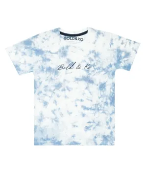 BOLD&KO Tie & Dye Logo Graphic T-shirt - Blue