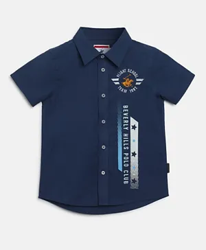 Beverly Hills Polo Club Logo Embroidered & Graphic Shirt - Blue