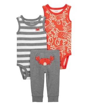 Carter's - 3-Piece Crab Little Character Set - Grey/Red