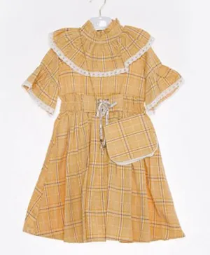 Amri Check Frock With Side Bag - Fawn