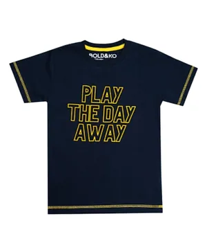 BOLD&KO Flocked Graphic T-shirt - Navy Blue